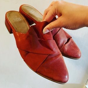 Eileen Fisher leather boho mules shoes sz 9.5M